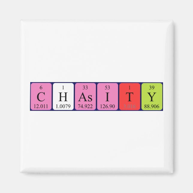 Imã Íman de nome de mesa periódica de casidade (Frente)