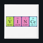 Imã Íman de nome de mesa periódica do Vince<br><div class="desc">Vince se soletrava como V I N Ce (Vanadium Iodine Nitrogen Cerium) em um imã para o cientista em você.</div>