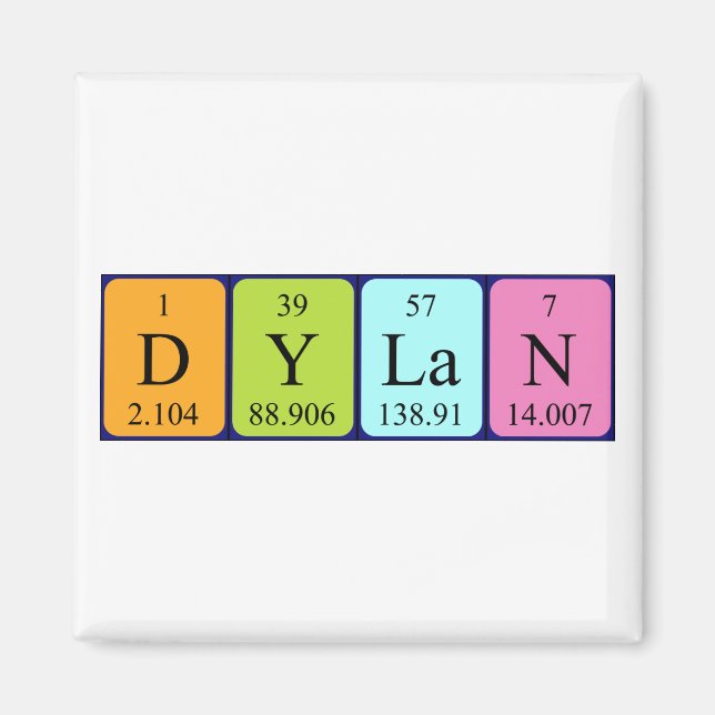 Imã Íman de nome de mesa periódica Dylan (Frente)