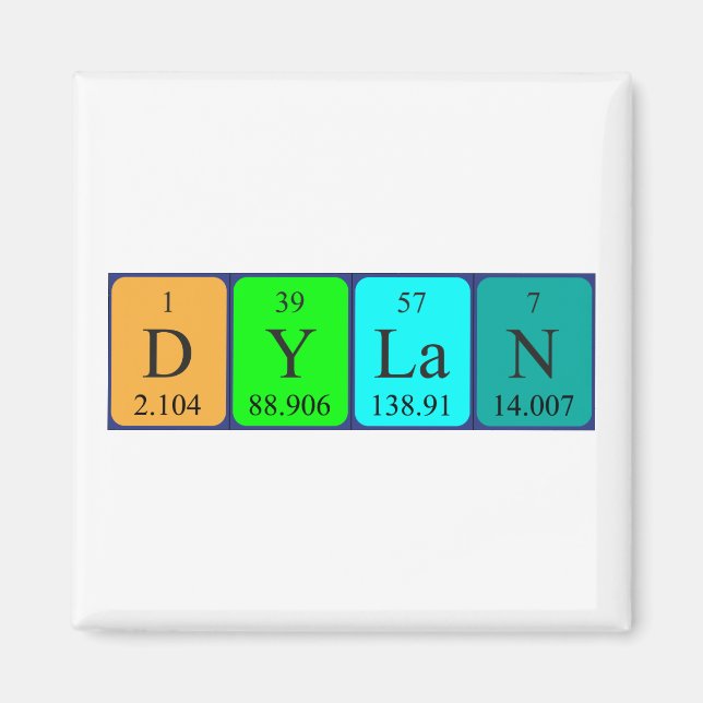 Imã Íman de nome de mesa periódica Dylan (Frente)