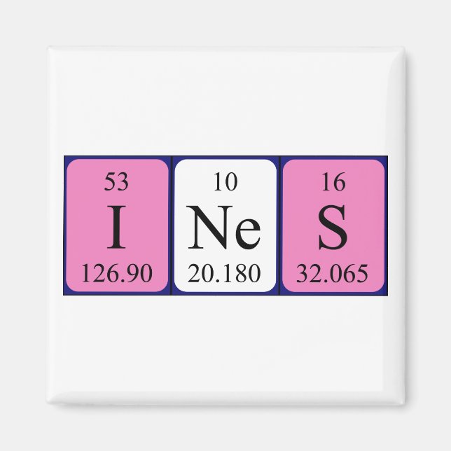Imã Íman de nome de mesa periódica Ines (Frente)