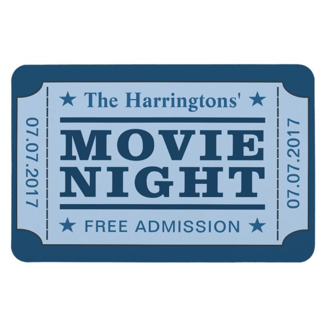 Ímã Íman de nome e data personalizado "Tíquete de Film (Horizontal)