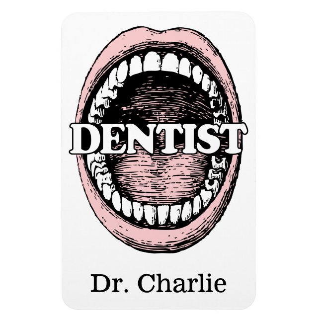 Ímã Íman de nome personalizado dentista (Vertical)
