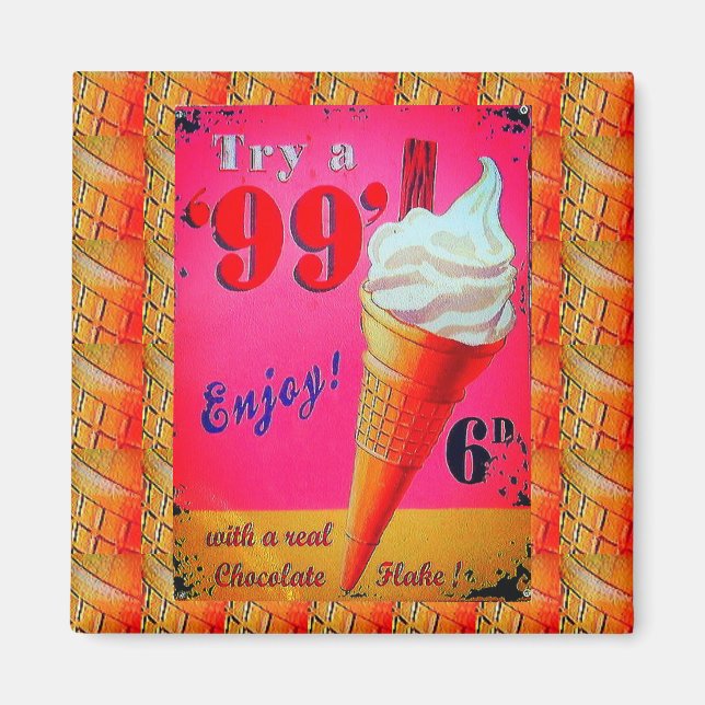 Imã Íman de sinal de sorvete de vindima (Frente)