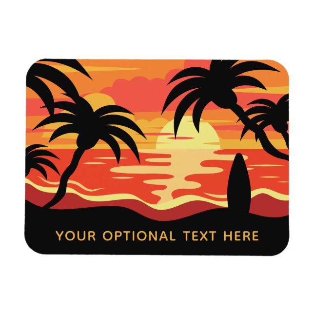 Ímã Íman de texto personalizado Tropical Sunset (Horizontal)
