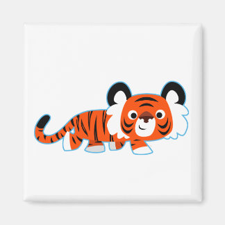Imã Íman de Tigre de Desenho Animado Fofo à Espera