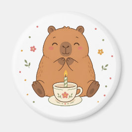 Imã Íman de Xícara de Aniversário de Capivara Fofa