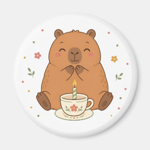 Imã Íman de Xícara de Aniversário de Capivara Fofa
