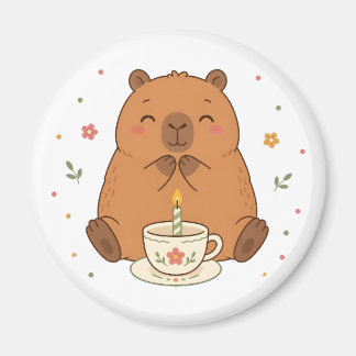 Imã Íman de Xícara de Aniversário de Capivara Fofa