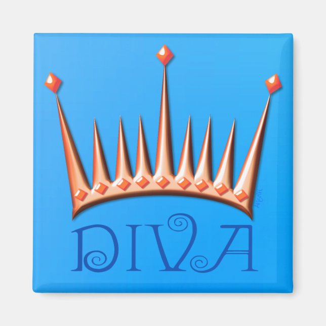 Imã Íman diva em nectarina e azul AH2010 (Frente)