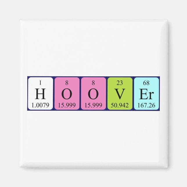 Imã Íman do nome da mesa periódica do Hoover (Frente)