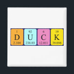 Imã Íman do nome da mesa periódica do pato<br><div class="desc">Pato soletrado como D U C K (Deuterium Uranium Carbon Potássio) em um ímã para o cientista em você.</div>