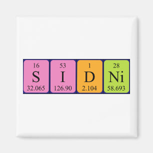 Imã Íman do nome da mesa periódica Sidni