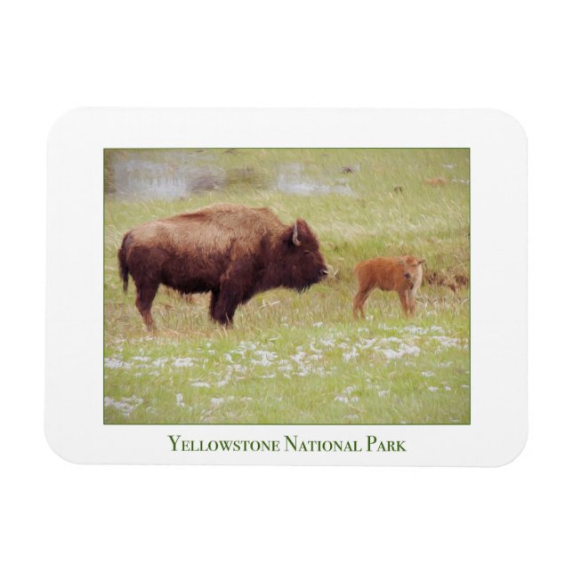 Ímã Íman do Parque Nacional Yellowstone com bisão e vi (Horizontal)