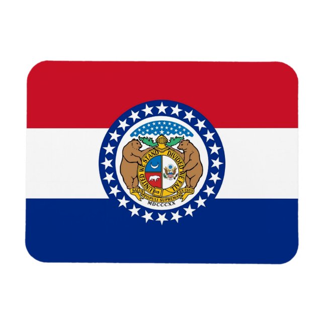 Ímã Íman flexível patriótico com bandeira do Missouri (Horizontal)