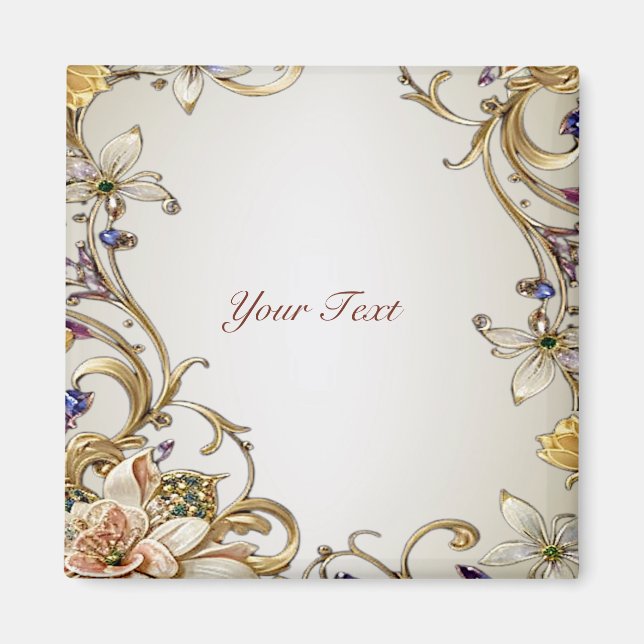 Imã Íman Floral em Ouro Branco (Frente)