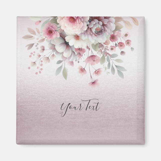 Imã Íman Floral Moderno Rosa Branco (Frente)