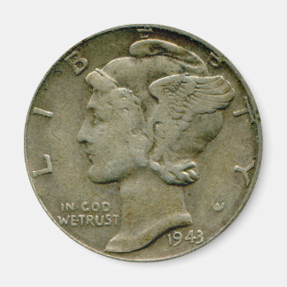 Imã Íman inverso Mercury dime em 1943