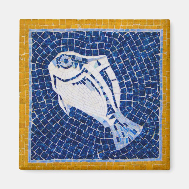 Imã Íman Mosaico de Peixes Vibrantes (Frente)