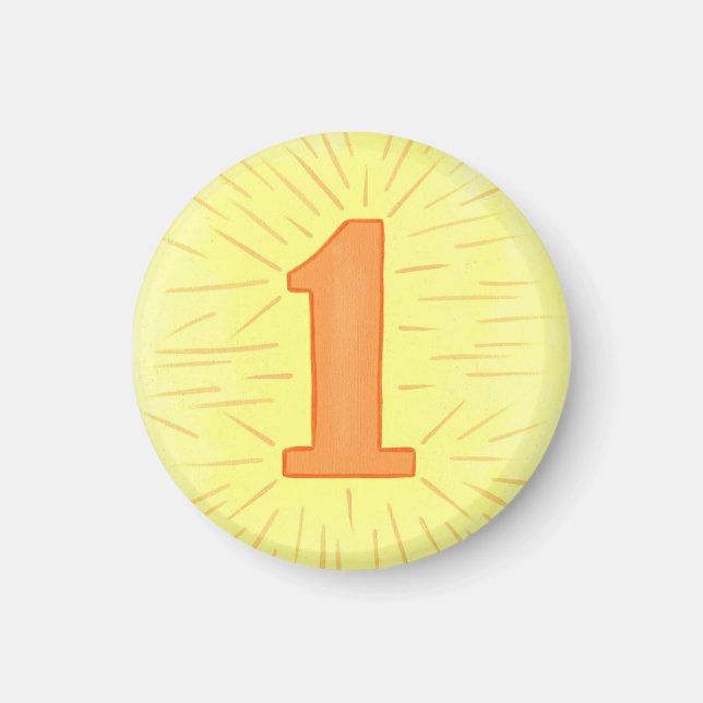 Imã Íman número 1 com amarelo e laranja (Frente)