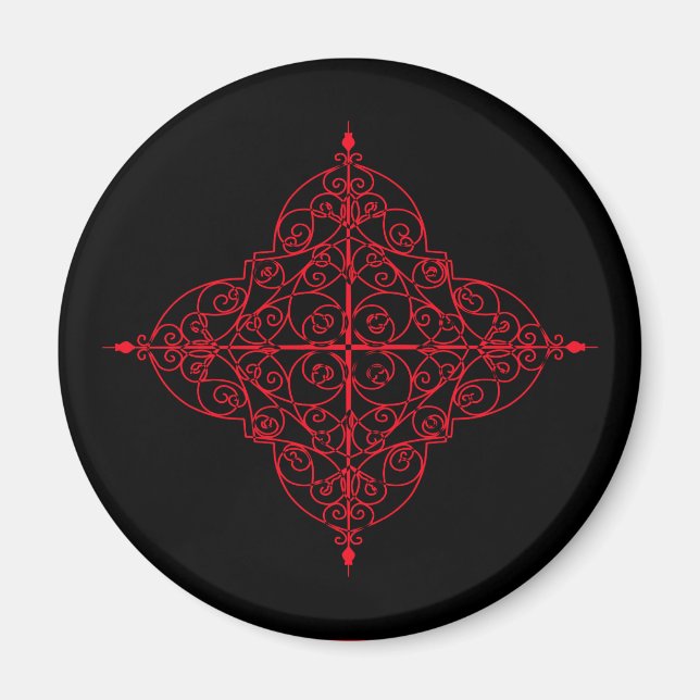 Imã Íman ornamental vermelho e preto (Frente)