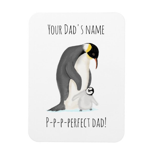 Ímã Íman 'pai perfeito' de pinguim e pintinho (Vertical)