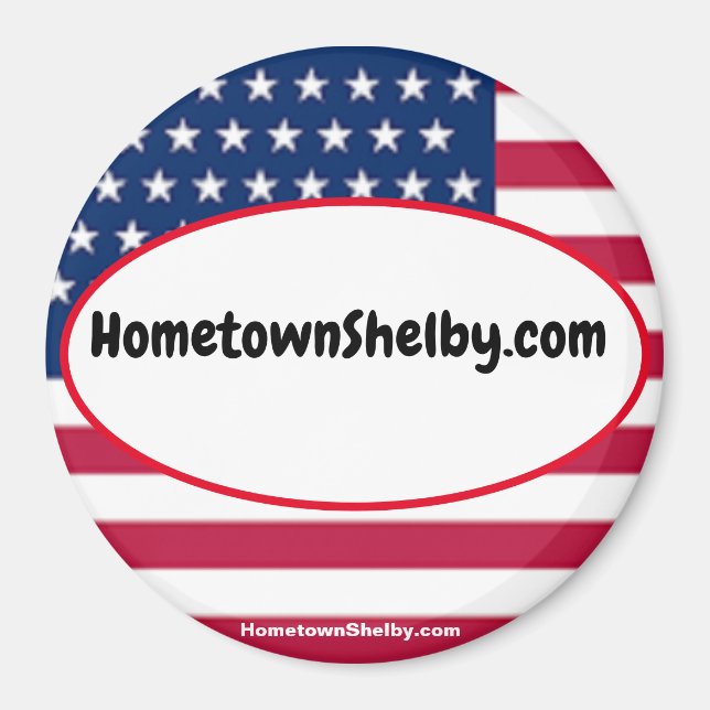 Imã íman patriótico HometownShelby.com (Frente)