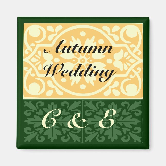 Imã Íman Personalizado de Monograma Bege Verde para Ca (Frente)