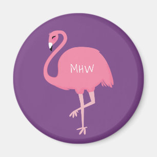 Imã Íman personalizado de monograma de Flamingos