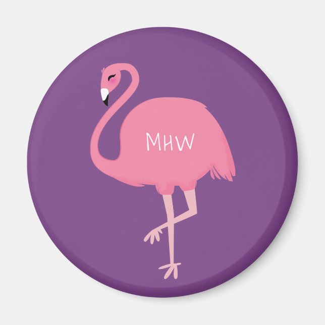 Imã Íman personalizado de monograma de Flamingos (Frente)