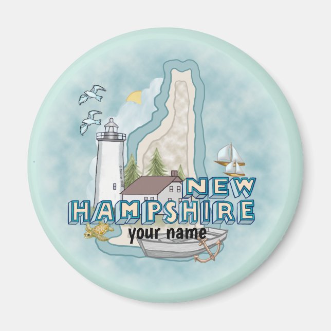 Imã Íman personalizado do New Hampshire Lighthouse (Frente)