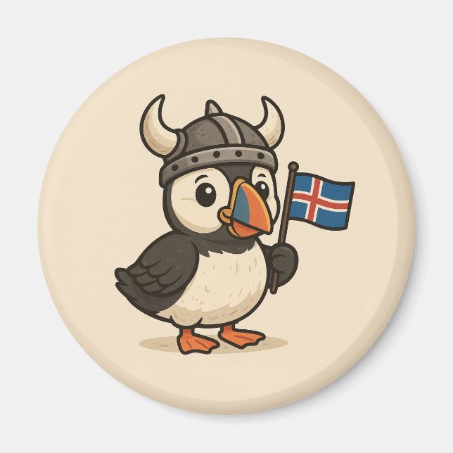 Imã Íman personalizado - Puffin da Islândia (Frente)