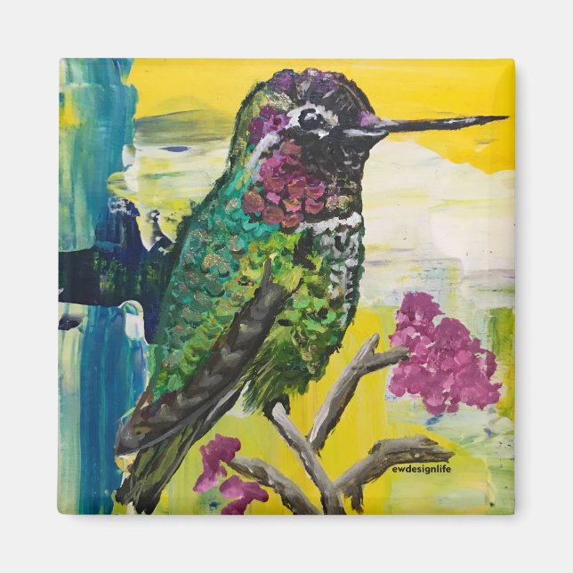 Imã Íman quadrado - beija-flor (Frente)