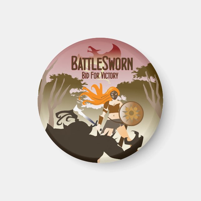 Imã Íman redondo desgastado por batalhas (Frente)