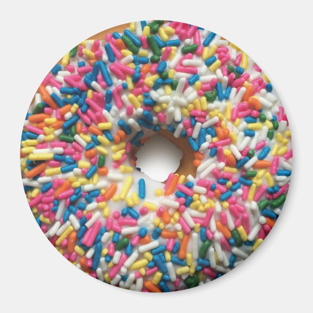 Imã Íman redondo Rosquinha Rainbow Sprinkle de 3 poleg (Frente)