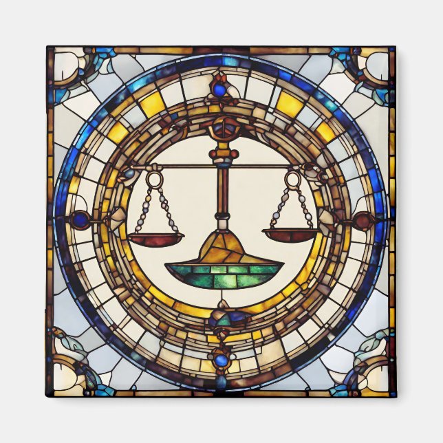 Imã Íman Zodiac Quadrado Libra 2 Polegadas (Frente)