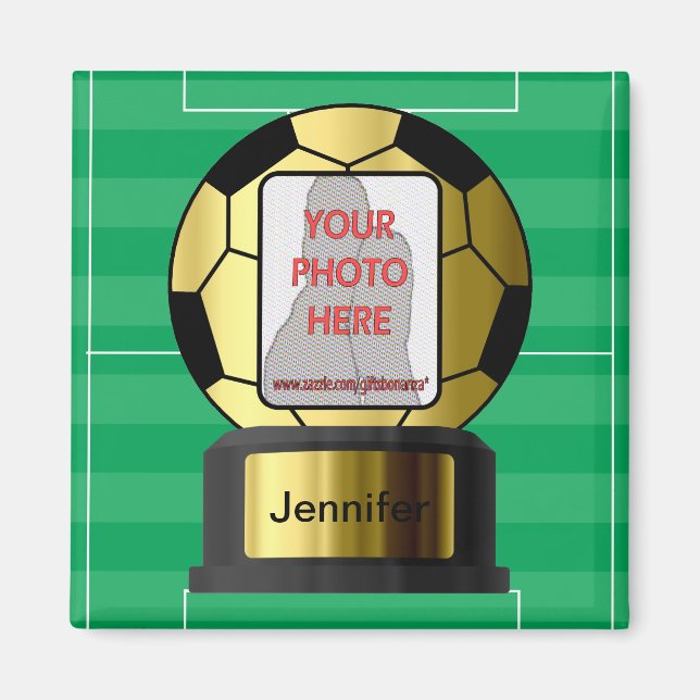Imã Ímanes personalizáveis de bola de futebol do Ouro  (Frente)
