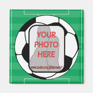 Imã Ímãs customizáveis da bola de futebol da foto