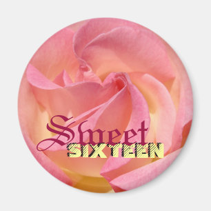 Imã Ímãs de Aniversário de Sweet Sixteen Rosa Flor