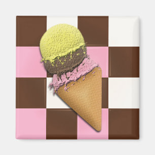 Imã Ímãs de Cone de Sorvete de Sabor Napolitano Delici
