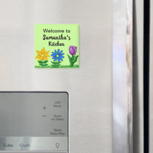 Imã Ímãs de Cozinha com Nome Personalizado Jardim Flor