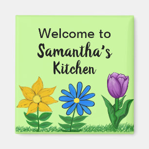 Imã Ímãs de Cozinha com Nome Personalizado Jardim Flor