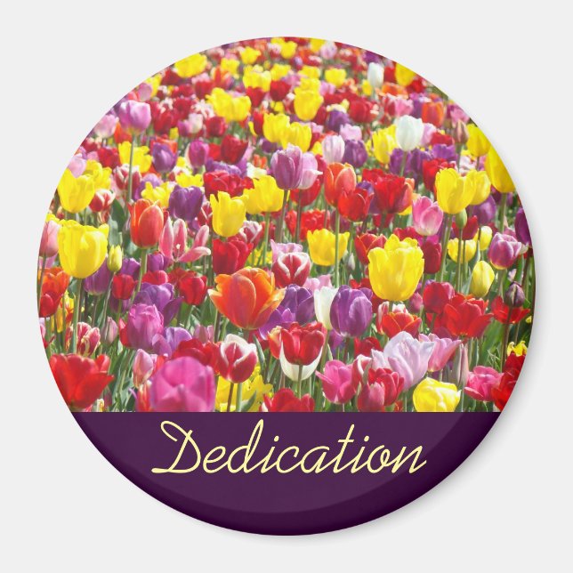 Imã Ímãs de dedicação Flores de Tulipa da Primavera Ob (Frente)