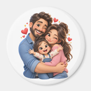 Imã Ímãs de desenho animado 3D de Amor Familiar - Fofo