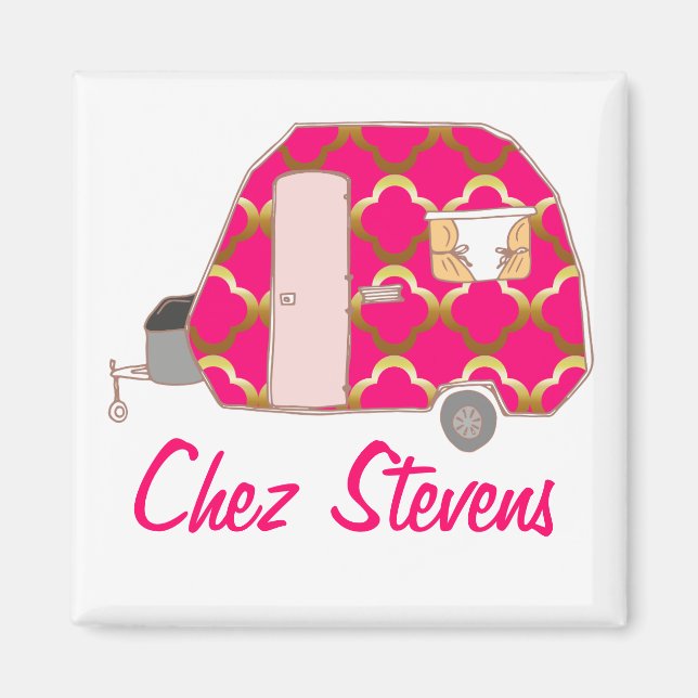 Imã Ímãs de Design Personalizado de Caravana Retro Vin (Frente)