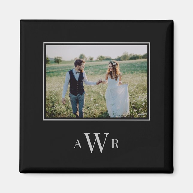 Imã Ímãs de Foto com Iniciais Elegantes Editáveis (Frente)