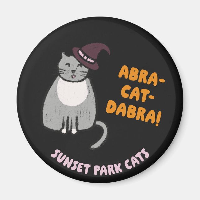 Imã Ímãs de Gatos do Parque Sunset no Halloween - Brux (Frente)