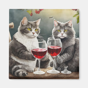 Imã Ímãs de Gatos Legais Bebendo Vinho!
