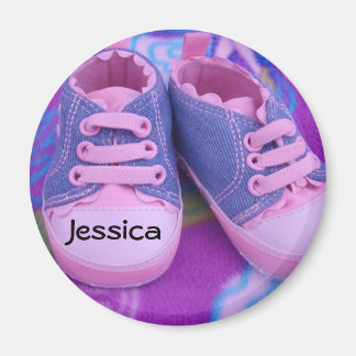 Imã Ímãs de nome de bebê Tênis Rosa Personalizados
