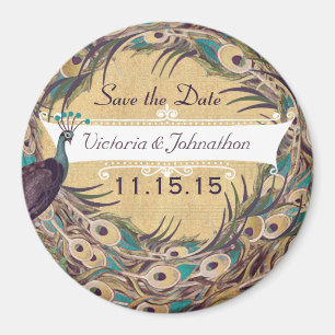 Imã Ímãs de Save the Date Água de Berinjela Pavão de D